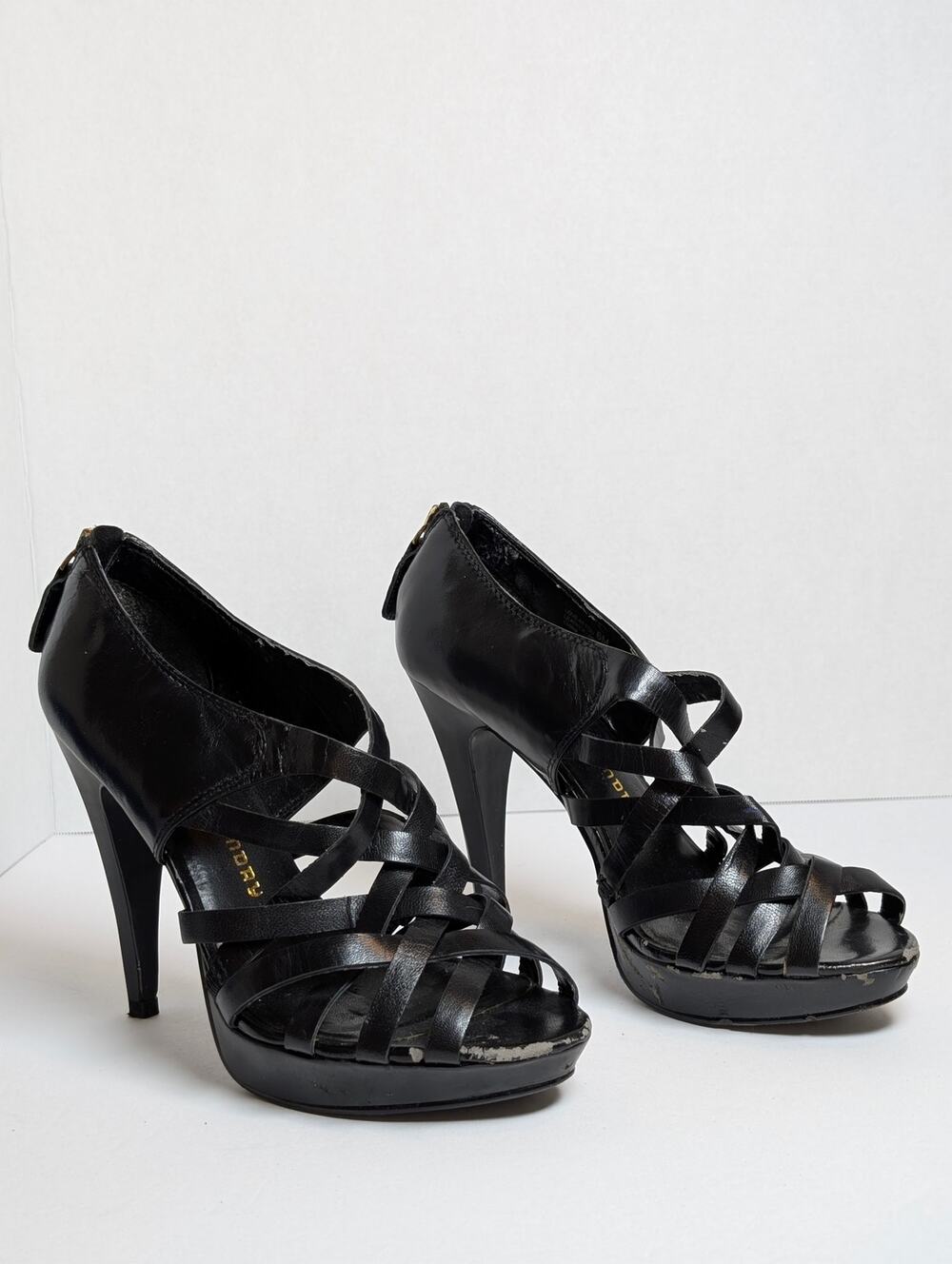 Chinese Laundry Women Size 6M Black Strappy Platform Peep Toe Stiletto Heels